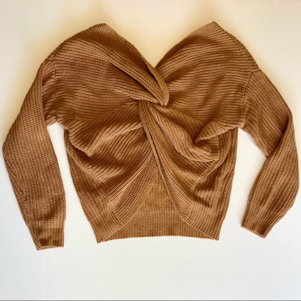 Twist Back Camel Sweater - XS/Small